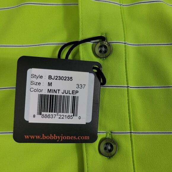 Bobby Jones X-h2o Mens Golf Polo Shirt Size M Green Mint julep Striped New Good - Picture 7 of 14